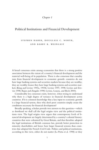 Political Institutions And Financial Development Stephen Haber Editor ...