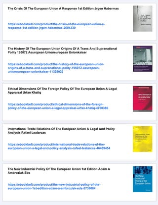The European Union A Polity Of States And Peoples Walter Van Gerven | PDF