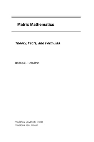Bernstein Math Book Matrix Mathematics Theory Facts And Formulas Second Edition Second ...