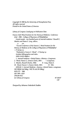 Grand Rounds One Hundred Years Of Internal Medicine Reprint 2016 ...