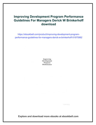 Improving Development Program Performance Guidelines For Managers ...