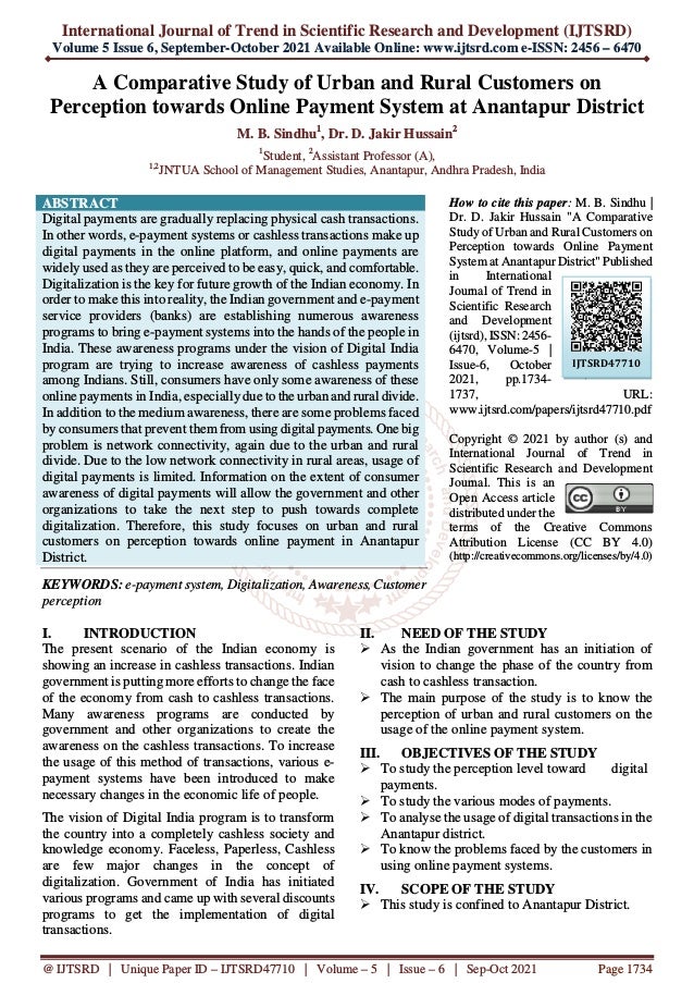 A Comparative Study of Urban and Rural Customers on Perception towards ...