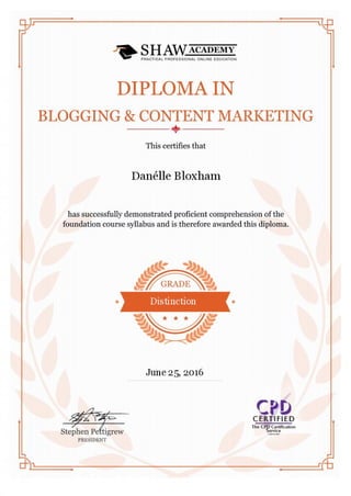 Diploma in Blogging and Content Marketing