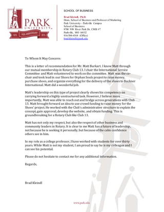 letter of recommendation for membership