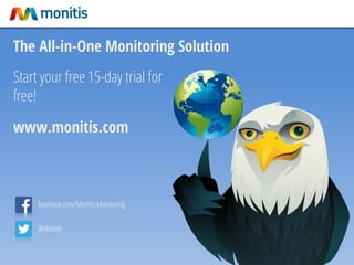facebook.com/Monitis.Monitoring
@Monitis
The All-in-One Monitoring Solution
Start your free 15-day trial for
free!
www.monitis.com
 