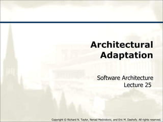 Architectural Adaptation Software Architecture Lecture 25  
