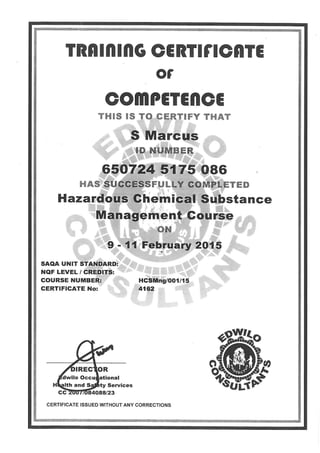 Samuel Certificate.