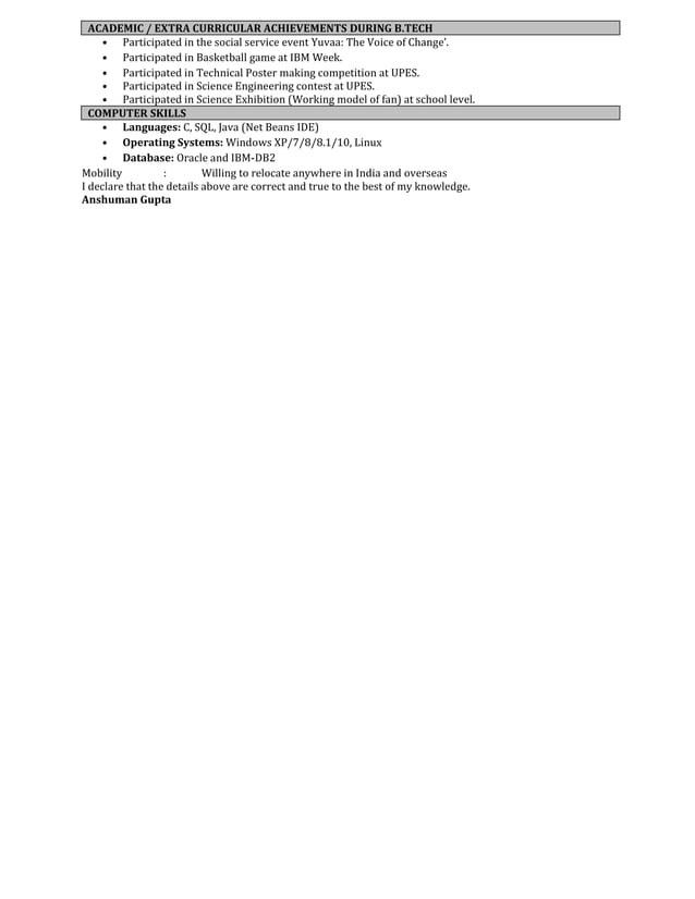 Anshuman Gupta_resume 2016N1 | PDF | Free Download
