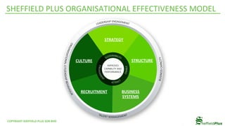 SHEFFIELD	PLUS	ORGANISATIONAL	EFFECTIVENESS	MODEL	
STRATEGY	
STRUCTURE	
BUSINESS	
SYSTEMS	
RECRUITMENT	
CULTURE	
COPYRIGHT	SHEFFIELD	PLUS	SDN	BHD	
 