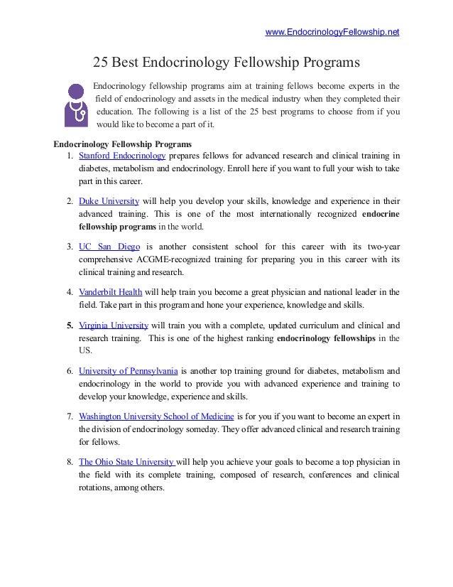 25 Best Endocrinology Fellowship Programs