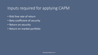 SAPM lecture 3 Capital Asset Pricing Model | PPTX