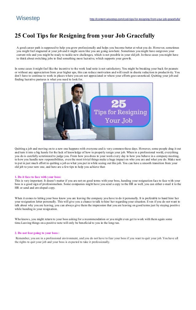 25 cool tips for resigning from your job gracefully wisestep how to quit your job professionally
