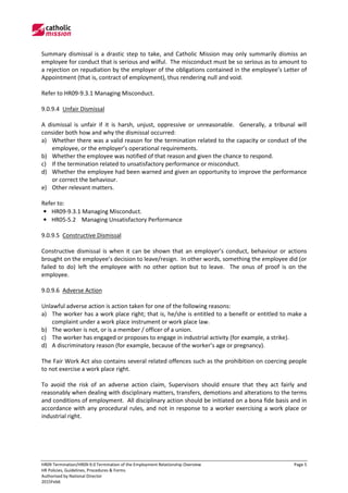HR09-9-0 Termination of the Employment Relationship Overview | PDF