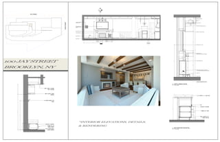 A-704.00
3
2
A-704.00
36"
HERTH CABINET
STONE SURROUND
WOOD MANTLE, TBD
WOOD HERTH
RECESSED OUTLET /
DATA TO BE PROVIDED
60" A.F.F
EQEQ
V.I.F
PENDENTANTLENGTH
V.I.F
LENGTH
DIFFUSER, COORDINATE
W/ MECH. PLANS
18"
EQ. 1' - 4" EQ.5"5"
6"2'-9"6"
7' - 6"
6"
4"
6"
27"
ALIGN
ALIGN
8"
3'-9"
4"
3'-01/2"
8'-4"
MIN.
1' - 0"
HERTH CABINET, MODEL #201, LINEAR BLACK
WITH ANGELED INTERIOR, MATTE GRAY TILE FINISH
PROVIDE [2] LAYERS 5/8" TYPE "X" GYP. BD.
AROUND ALL HERTH CABINET SURFACES.
6"2'-9"6"3'-4"
STONE, TBD
WOOD HERTH
STONE SURROUND, TBD
5"
WOOD MANTLE, TBD
PROVIDE IN WALL BLOCKING AS REQUIRED
4"
5'-0"
PARTITION AS SCHEDULED, SEE A-100
RECESSED OUTLET & DATA
5"
1'-3"
WOOD INLAY TO MATCH MANTLE
4"2'-0"
FRAMING AS REQUIRED
GYP BD. PAINT, P-2
SOFFIT
19"
LIGHT, A1
DRAWER PULL, OIL
RUBBED BRONZE
BLOCKING AS REQUIRED
BUILT IN WOOD BENCH,
STAINED ESPRESSO
OIL RUBBED BRONZE COAT
HOOKS
1'-0"
4'-6"
5'-6"1'-6"
1' - 0"
1' - 6"
WOOD SHELVING, STAINED
ESPRESSO
DROP CEILING TO ALIGNW/
TOP OF SHELVING
1 1/4" COUNTER, CT-1, EASED EDGE
DRAWER PULL, BRASS
BLOCKING AS REQUIRED
WOOD CABINETRY, BC7,
STAINED ESPRESSO
4"
EQ.EQ.
22"
B
28"6"
2' - 10"
3'-6"
JAY STREET
YORKSTREET
AREA OF WORK ON 11TH & 12TH FLOOR
1" = 1'-0"
2
HERTH CABINET DETAIL
100 JAY STREET
BROOKLYN,NY
*INTERIOR ELEVATIONS, DETAILS,
& RENDERING
1" = 1'-0"
3
MILLWORK SECTION DETAIL
 