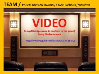 STEELAFM / /W HEYT HPEICRASLO DNEACLI SMIOANST MERAYK I?N /G T /E M3 DPTYASTFIUONNCST IONS /COGNITIVE 
VIDEO 
GroupThink (pressure to conform to the group) 
Funny hidden camera 
http://www.youtube.com/watch?v=TS7P-eo-COo 
 