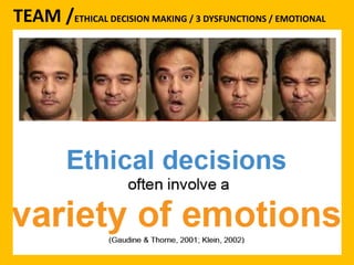 TEAM /ETHICAL DECISION MAKING / 3 DYSFUNCTIONS / EMOTIONAL 
 