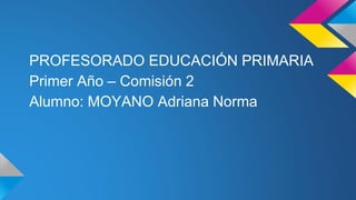 PROFESORADO EDUCACIÓN PRIMARIA
Primer Año – Comisión 2
Alumno: MOYANO Adriana Norma
 
