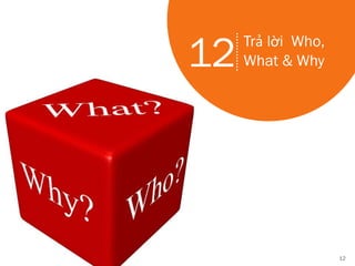 12
#12
12 Trả lời Who,
What & Why
 