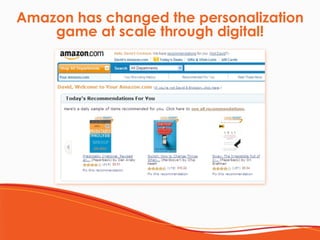 Amazon has changed the personalization
game at scale through digital!
 