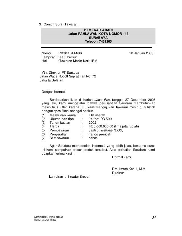 Contoh Surat Penawaran Produk Kertas Images - Download CV 