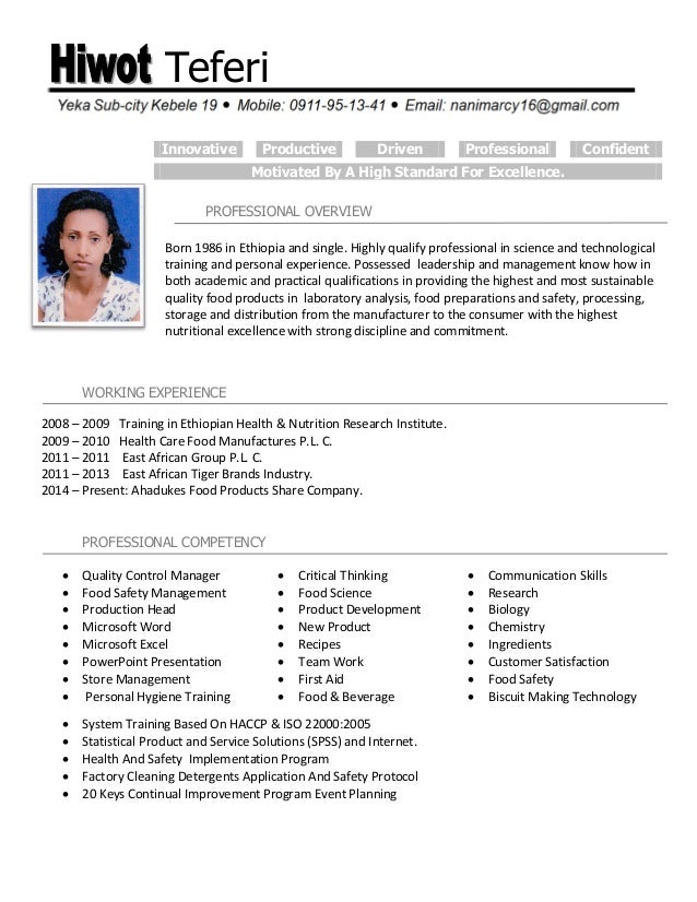 hiwot resume health food store resume