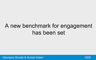 A new benchmark for engagement
has been set
GDSGeorgina Goode & Suhail Adam
 