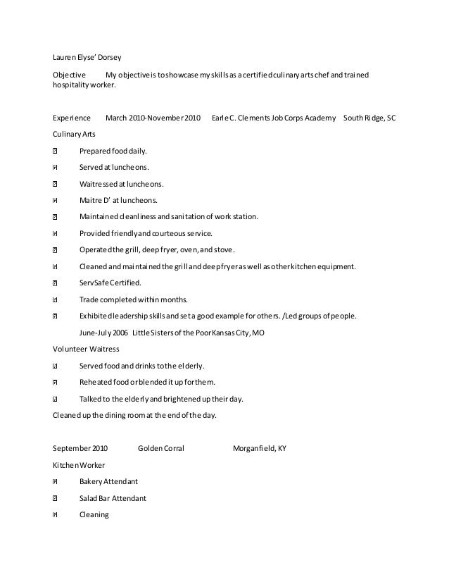 lauren s culinary resume
