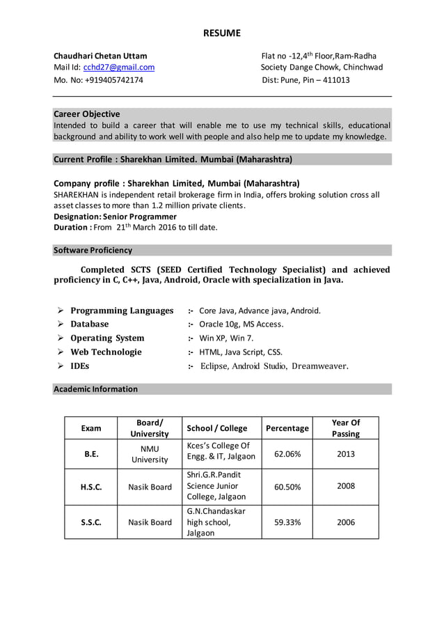 Chetan Chaudhari Resume | PDF