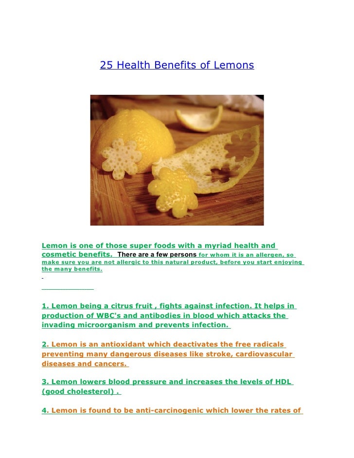 25 Health Benefits Of Lemons