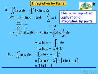 Ln Integration Root integration by parts | PPT