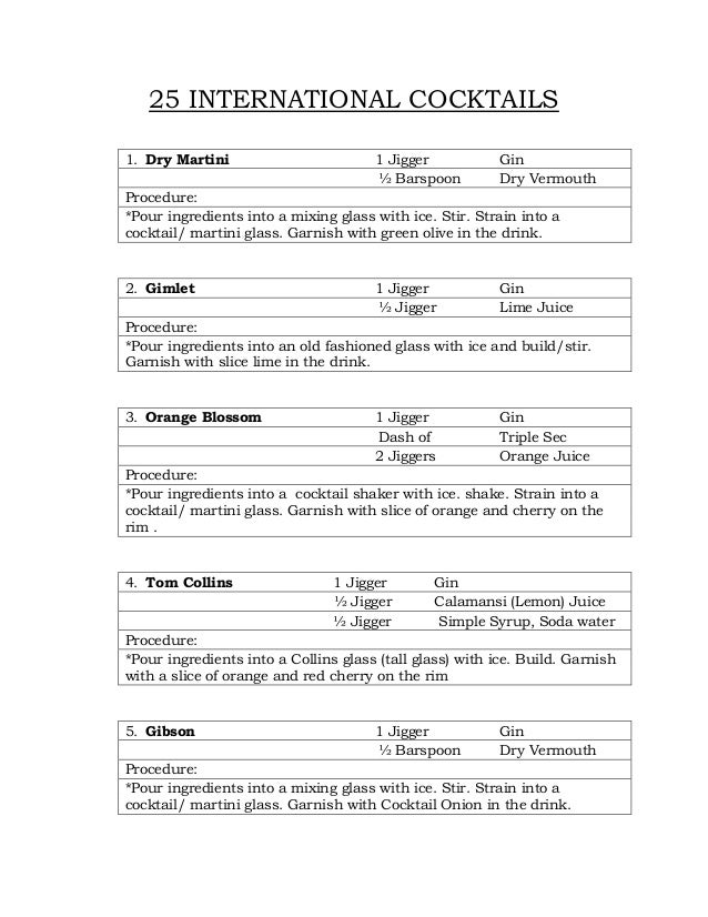 25 international cocktails
