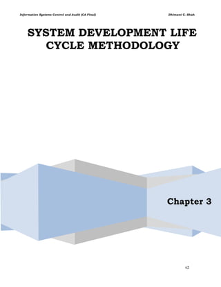 Information Systems Control and Audit (CA Final) Dhimant C. Shah
62
SYSTEM DEVELOPMENT LIFE
CYCLE METHODOLOGY
Chapter 3
 