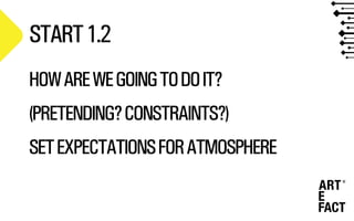 START1.2
HOWAREWEGOINGTODOIT?
(PRETENDING?CONSTRAINTS?)
SETEXPECTATIONSFORATMOSPHERE
 