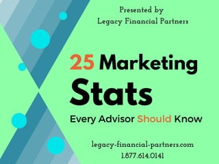 25 Marketing
Stats
Presented by 
Legacy Financial Partners
legacy­financial­partners.com
1.877.614.0141
 