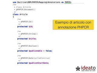 Esempio di articolo con 
annotazione PHPCR 
 