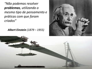“Não podemos resolver
problemas, utilizando o
mesmo tipo de pensamento e
práticas com que foram
criados”

  Albert Einstein (1879 – 1955)
 