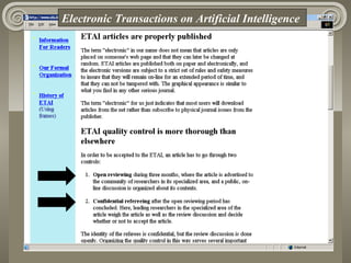 Electronic Transactions on Artificial Intelligence
 