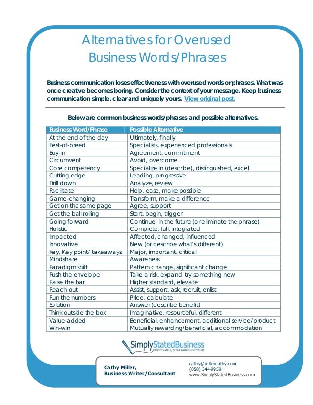 Overused Resume Phrases Alternatives - 25 Overused Business Words Phrases overused resume phrases alternatives 25 overused business words phrases