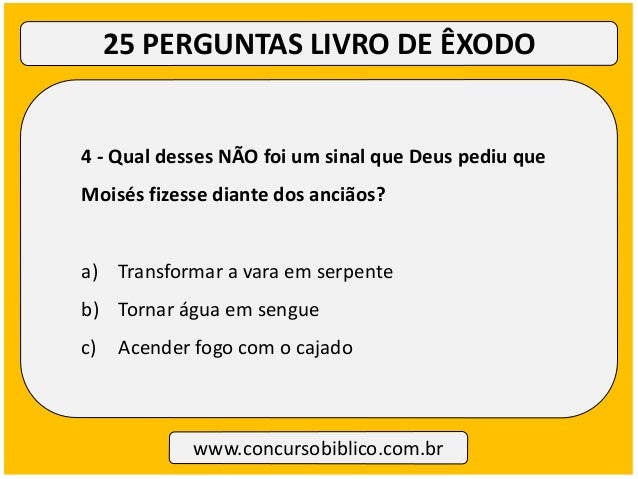 25 Perguntas Biblicas Com Respostas Exodo