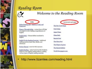 Reading Room http://www.lizamlee.com/reading.html 