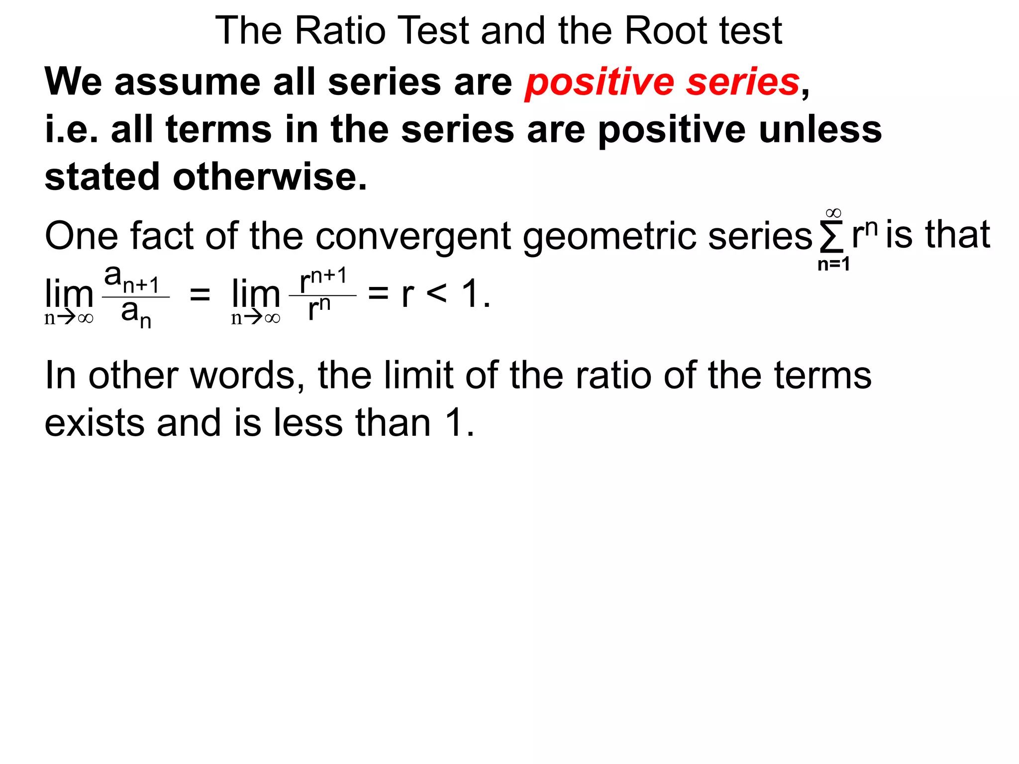 25 the ratio, root, and ratio comparison test x | PPTX