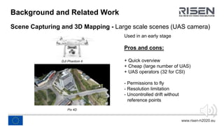 www.risen-h2020.eu
Background and Related Work
Scene Capturing and 3D Mapping - Large scale scenes (UAS camera)
6
Large sc...
