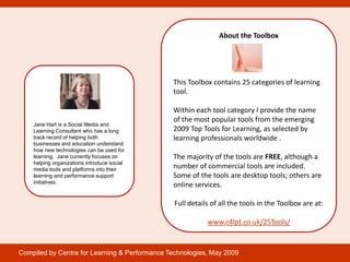 25 Tools: A Toolbox for Learning Professionals 2009