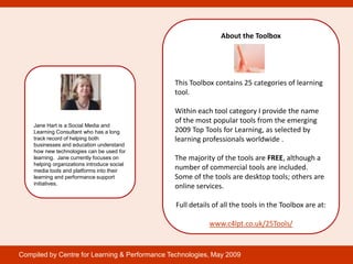 About the Toolbox




                                               This Toolbox contains 25 categories of learning
     ...