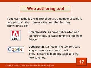 Web authoring tool

  If you want to build a web site, there are a number of tools to
  help you to do this. Here are the ...