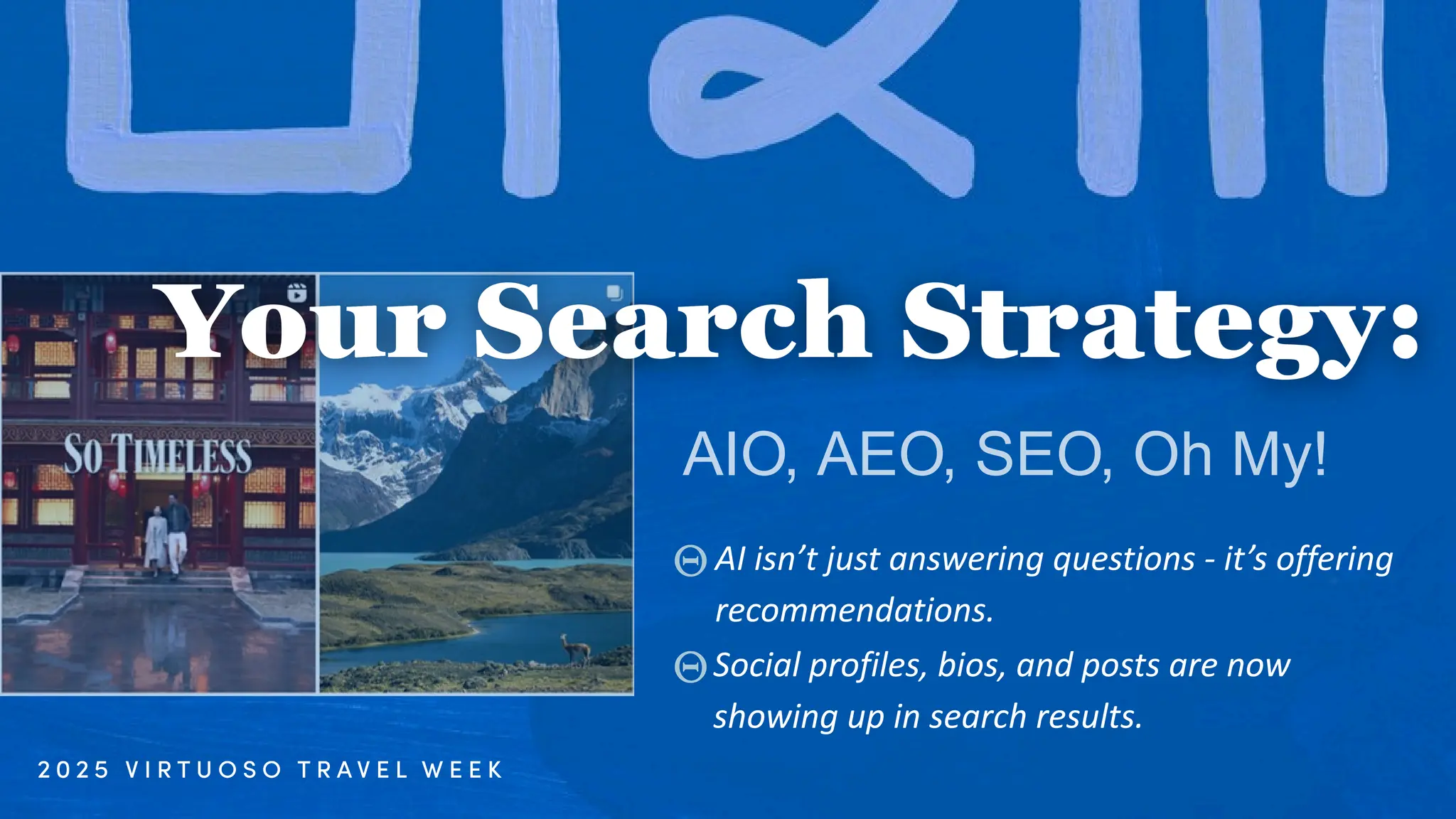 AIO, AEO, SEO, Oh My!
AI isn’t just answering questions - it’s offering
recommendations.
Social profiles, bios, and posts are now
showing up in search results.
 