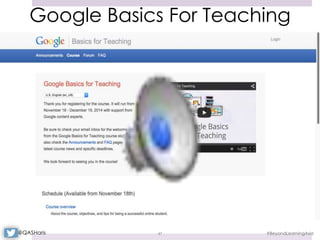 Google Basics For Teaching
#BeyondLearningAsia47@QASHaris
 