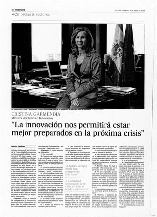 Cristina Garmendia Interviewed El Pais