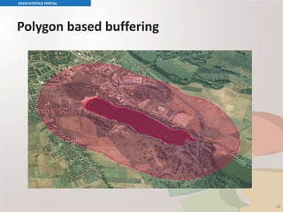 14
Polygon based buffering
GEOSTATISTICS PORTAL
 