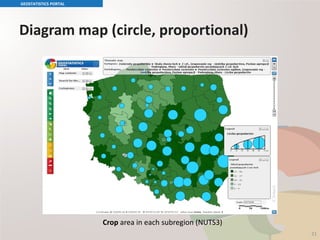 Diagram map (circle, proportional)
GEOSTATISTICS PORTAL
21
Crop area in each subregion (NUTS3)
 